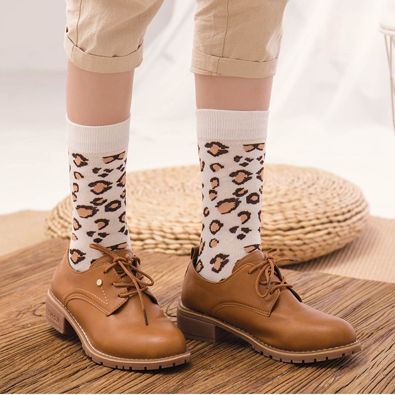 Leopard Print Tube Socks for Women, Men - Autumn Winter Cotton Socks