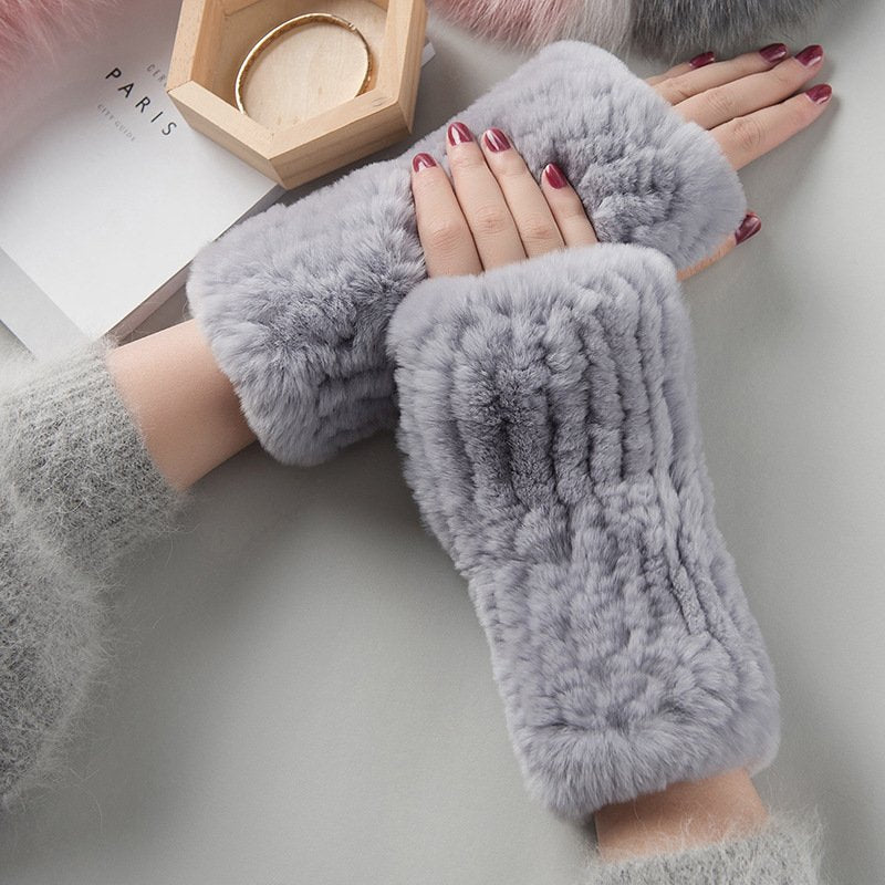 Warm Rabbit Fur Gloves for Women - Insulated Winter Gloves
