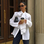 Women's French-style Bow-tied Shirt