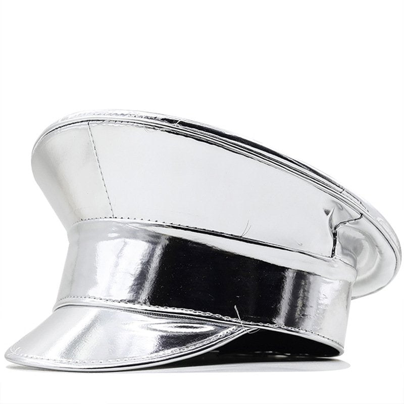 Women's Party Laser Patent Leather Flat-top Cap