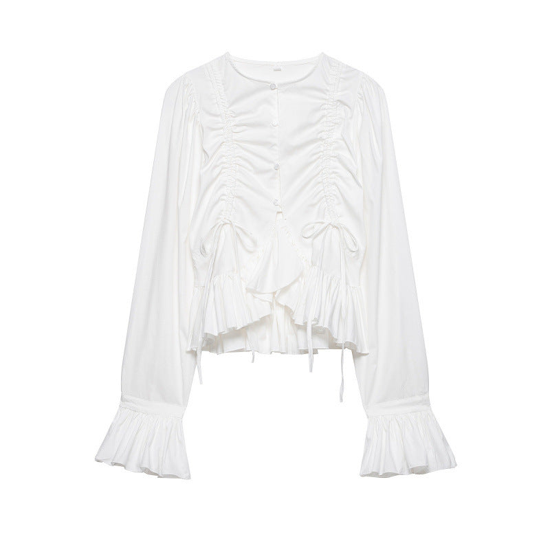 Fashionable Simple Versatile Flared-panel Shirt Top