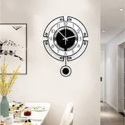 [Durable Construction] Elegant Silent Pendulum Wall Clock - Large Black Acrylic with Roman Numerals, Swinging Design for Living Room, Bedroom, Kitchen, Office - Durable, Easy to Clean, Wall Clock Living Room