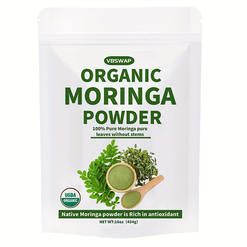 USDA Organic Moringa Powder, 16 oz Superfood for Smoothies & Teas