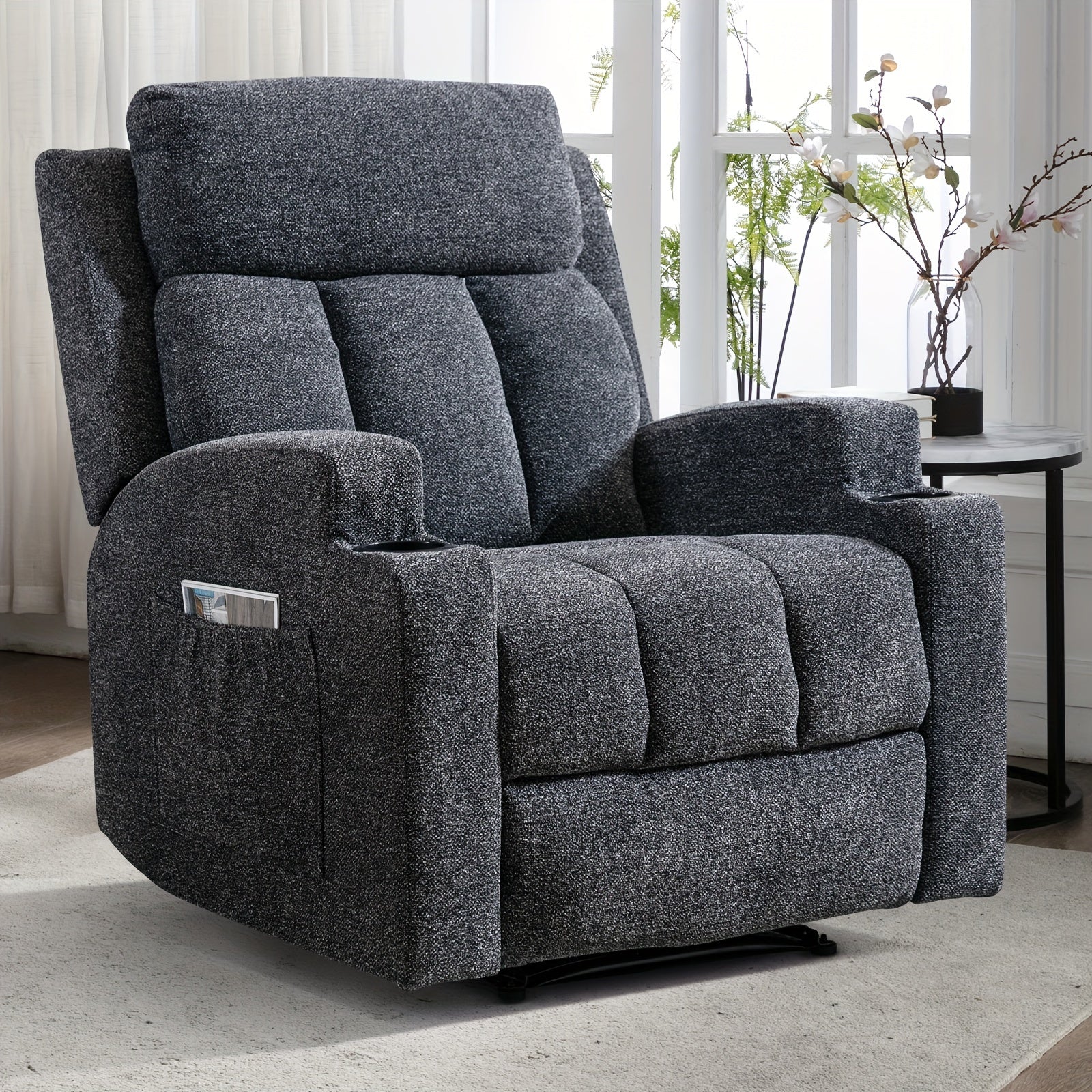 Modular L-shaped chaise longue sofa bed with deep seat and corduroy upholstery