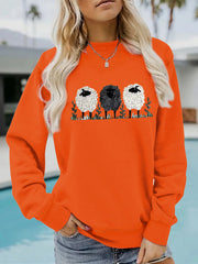 Chic Round Neck Printed Cashmere Pullover Sweater