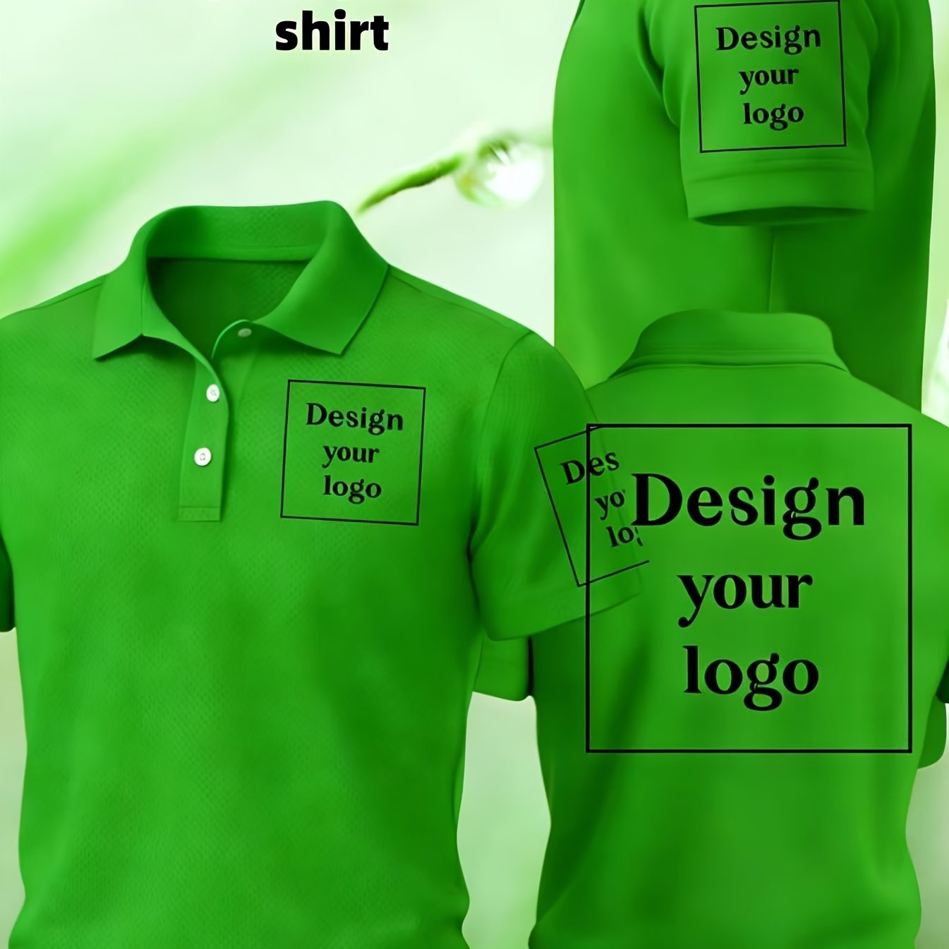 Customizable Men's Polo Shirt – Front Chest, Left Sleeve, and Back Print Options