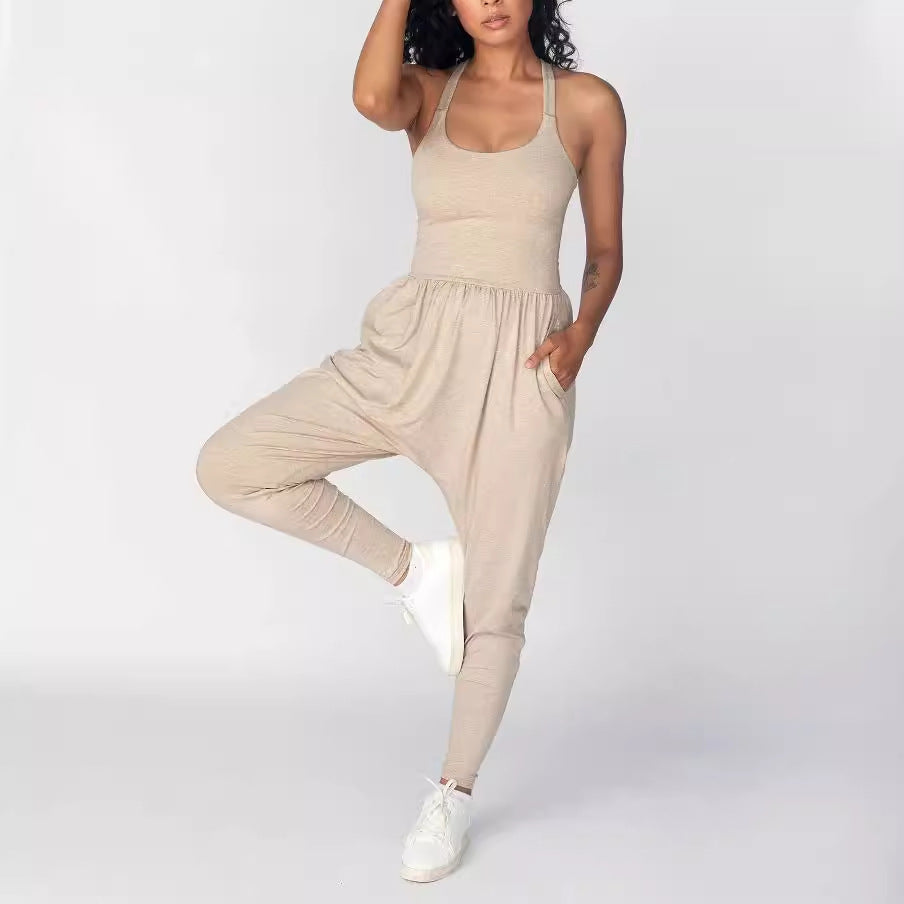 Women's Fashion Sleeveless Loose U-neck Jumpsuit