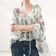 Incredibly Beautiful, Unique, And Stylish Faux-silk Floral Blouse