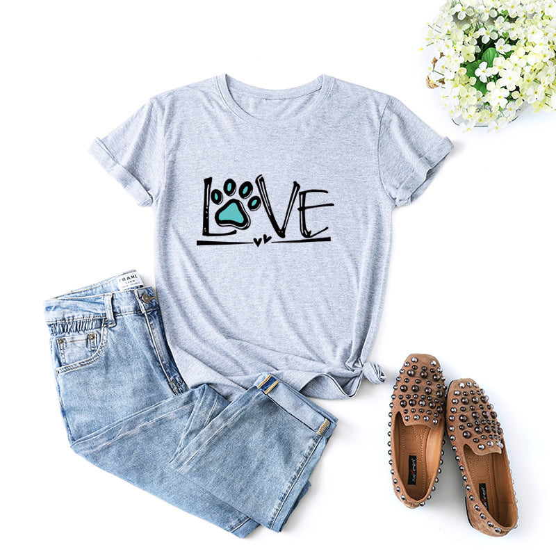 Chic Plus Size Letter Print Loose Cotton T-Shirt