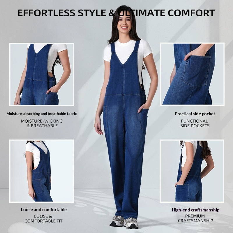 Women's Stretch Knitted Denim Jumpsuit
