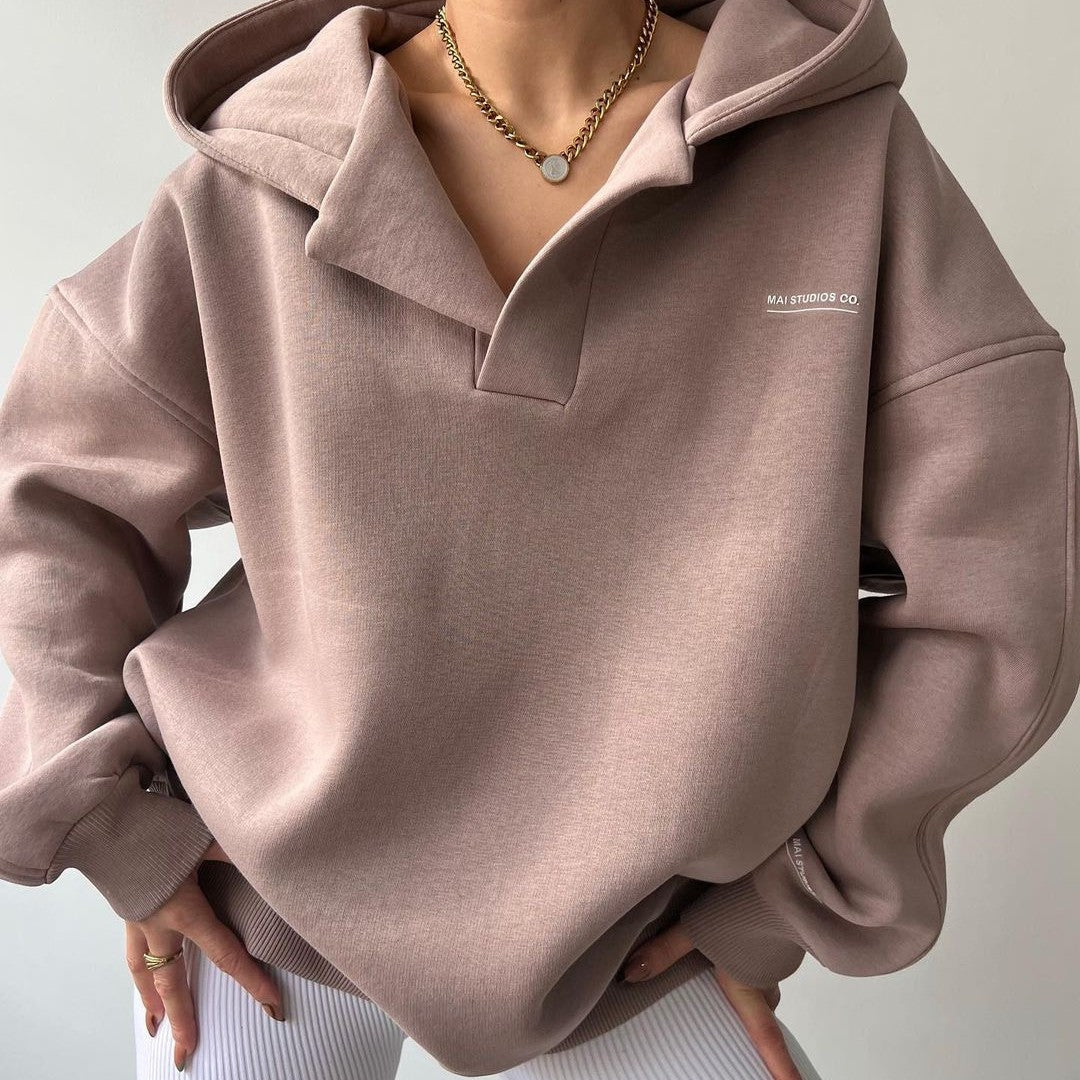 Fleece-Lined Printed Long-Sleeve Hooded Sweatshirt