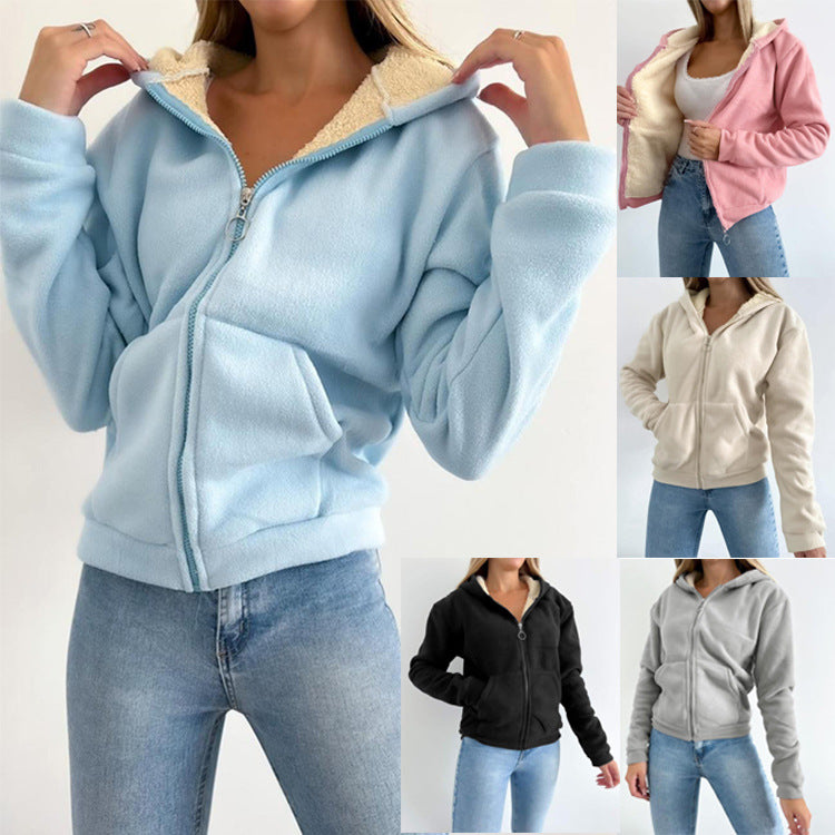 Cozy Zip-Up Kangaroo Pocket Hooded Cardigan