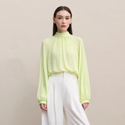 Flowy Raglan‑Sleeve Chiffon Top – Loose Long‑Sleeve Women's Shirt