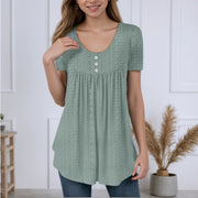 Loose Fit Summer T-Shirt – Short Sleeve, Solid Color, Breathable Acrylic