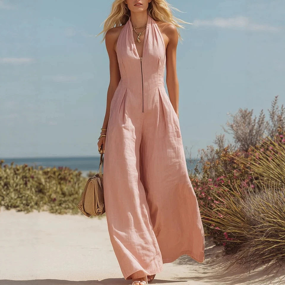 Elegant Halter-Neck Sleeveless Jumpsuit