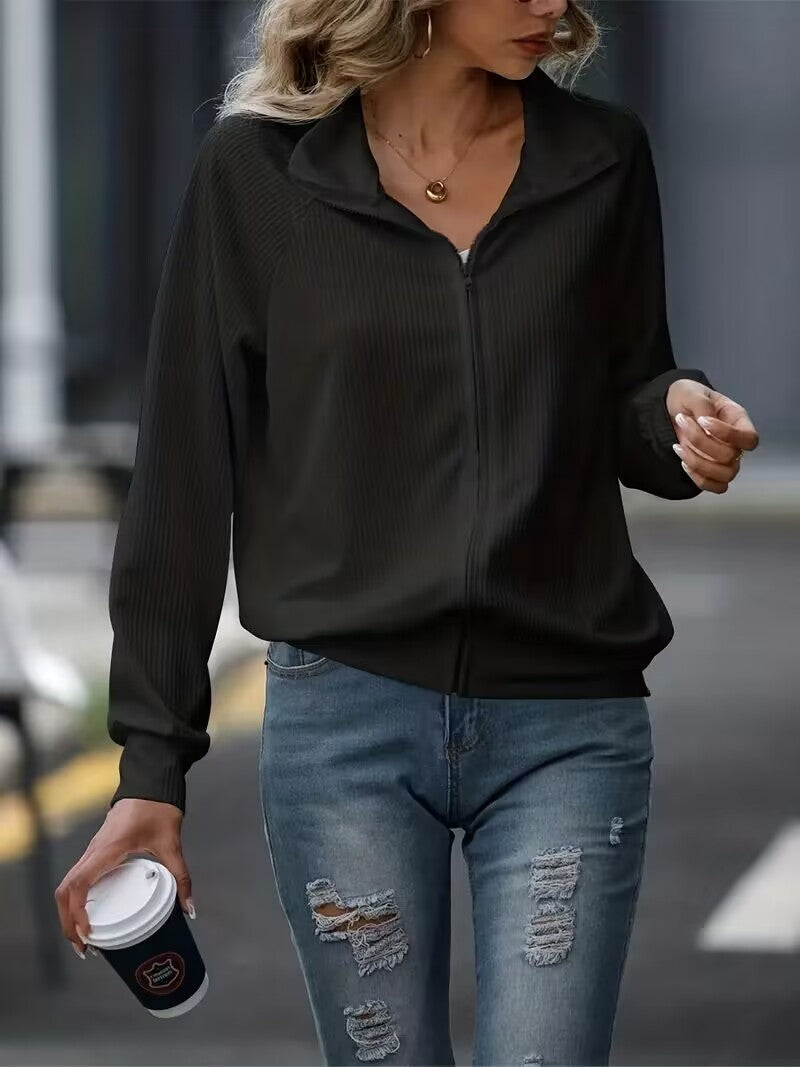 Cozy Loose Zip Knit Jacket for Women