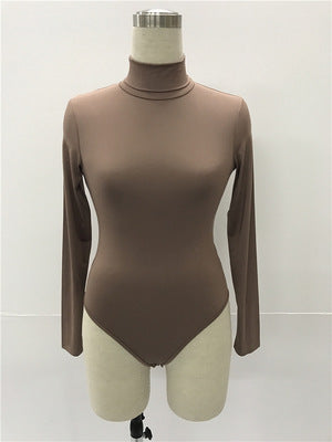 Women's 12-Color High Collar Slim Long Sleeve Jumpsuit