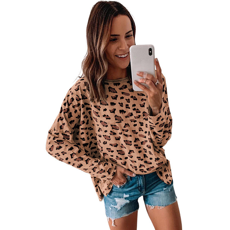 Chic Leopard Print Casual Pullover Sweater