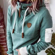 Women's Half Zipper Patchwork Colorblock Sweater