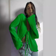 Womens Slim-Fit T-Shirt With V-Neck And Cardigan Style