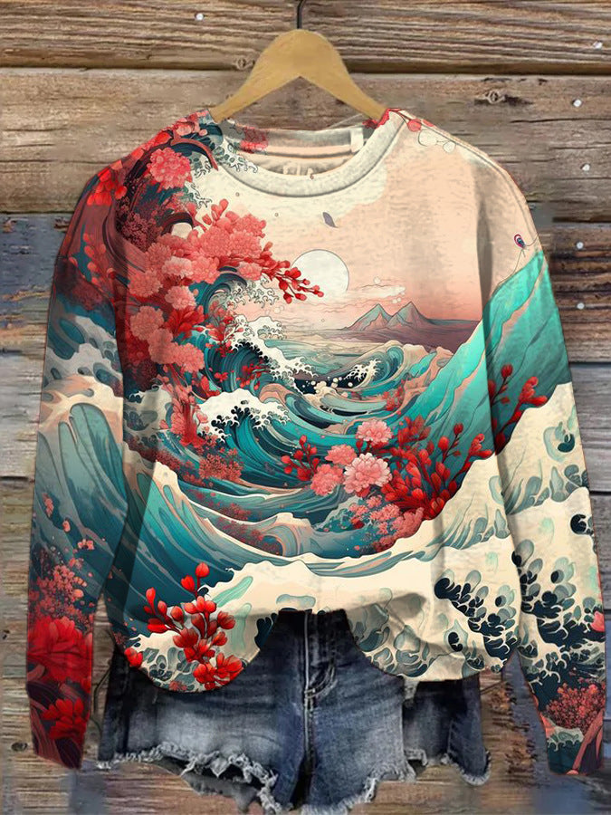 3D Cartoon Print Casual Crew Neck Long Sleeve Sweater