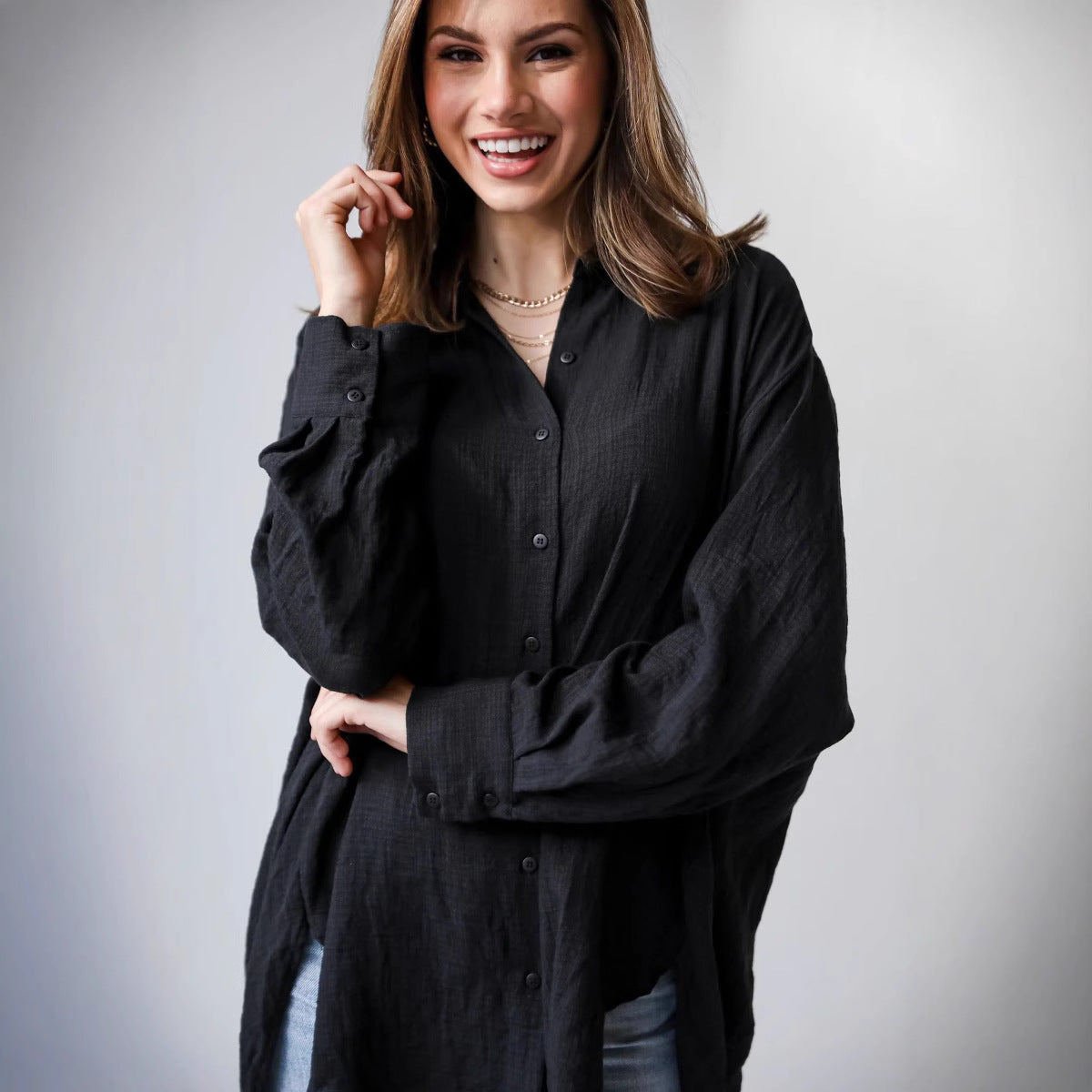 Chic Casual Loose Long Sleeve Women's Fashion Top