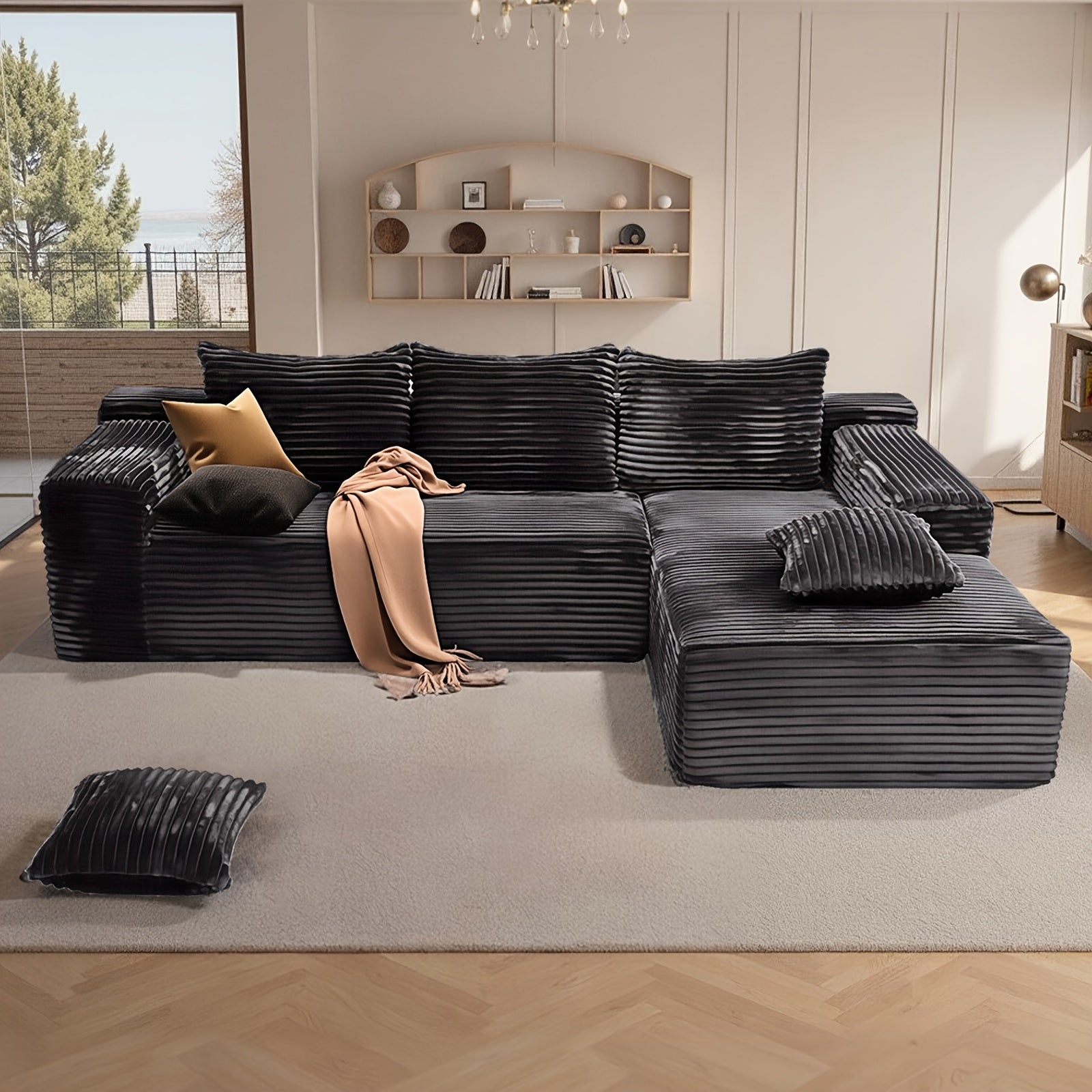 Modern Modular L-Shaped Sectional Sofa Set with Chaise Lounge