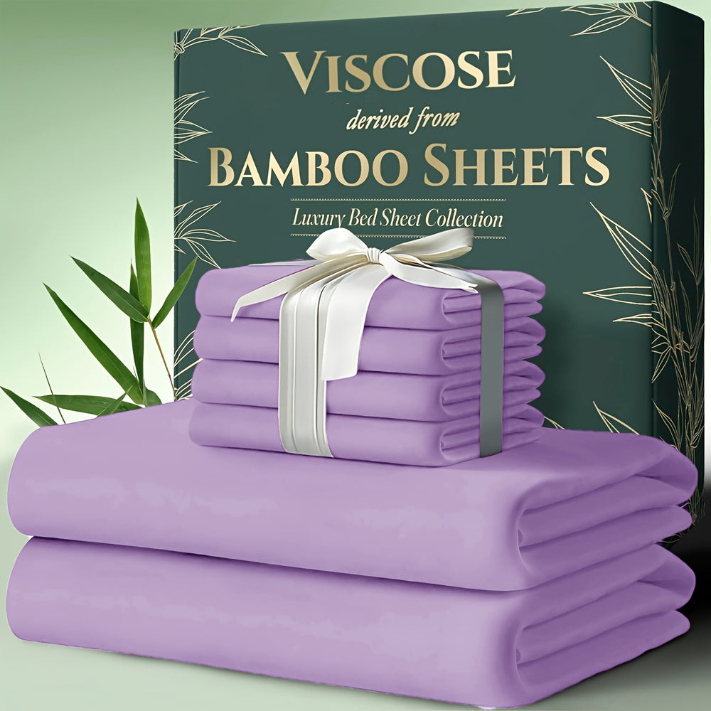6pcs Bamboo Cooling Bed Sheets Sets Queen Size