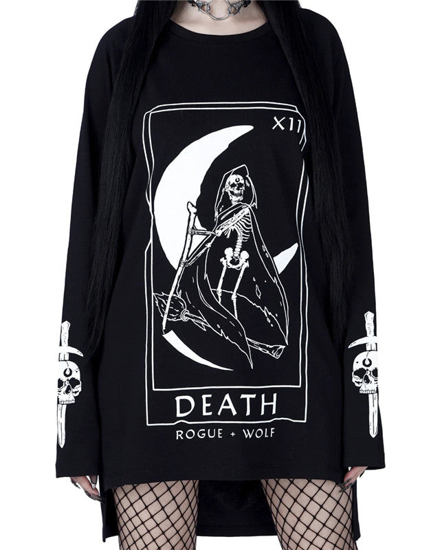 Gothic Dark Moon Letter Print Oversized Punk Sweater