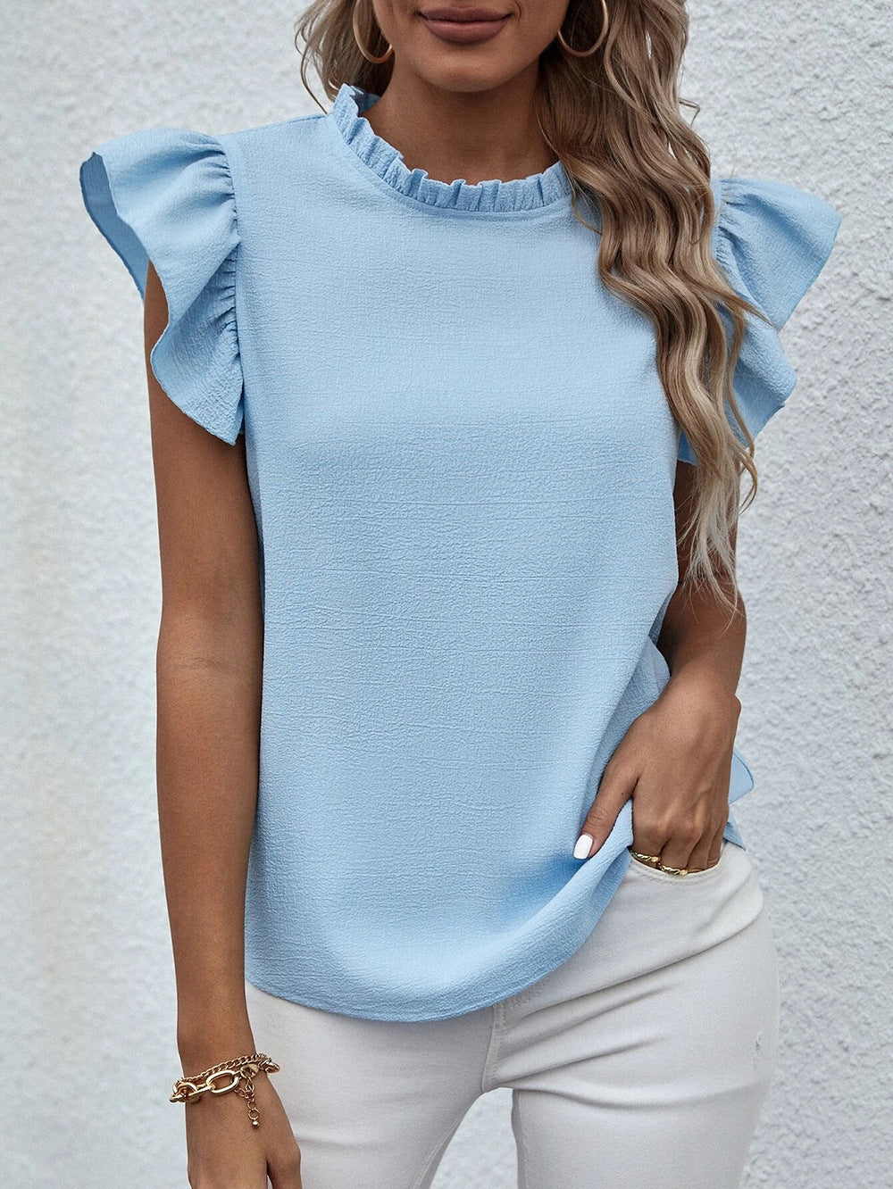 European And American New Casual Ruffled Shirt
