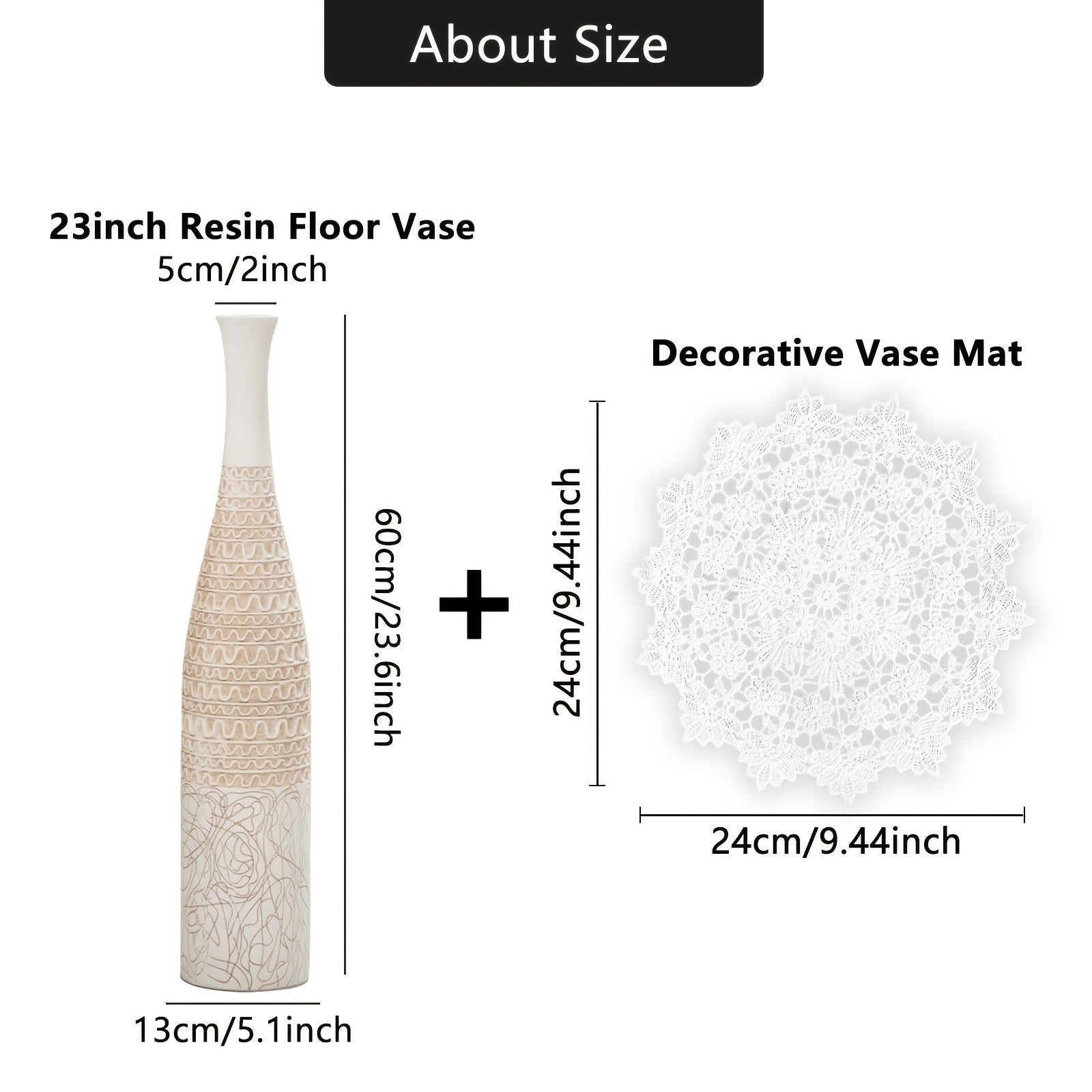 Extra-large resin floor vase with wavy pattern design