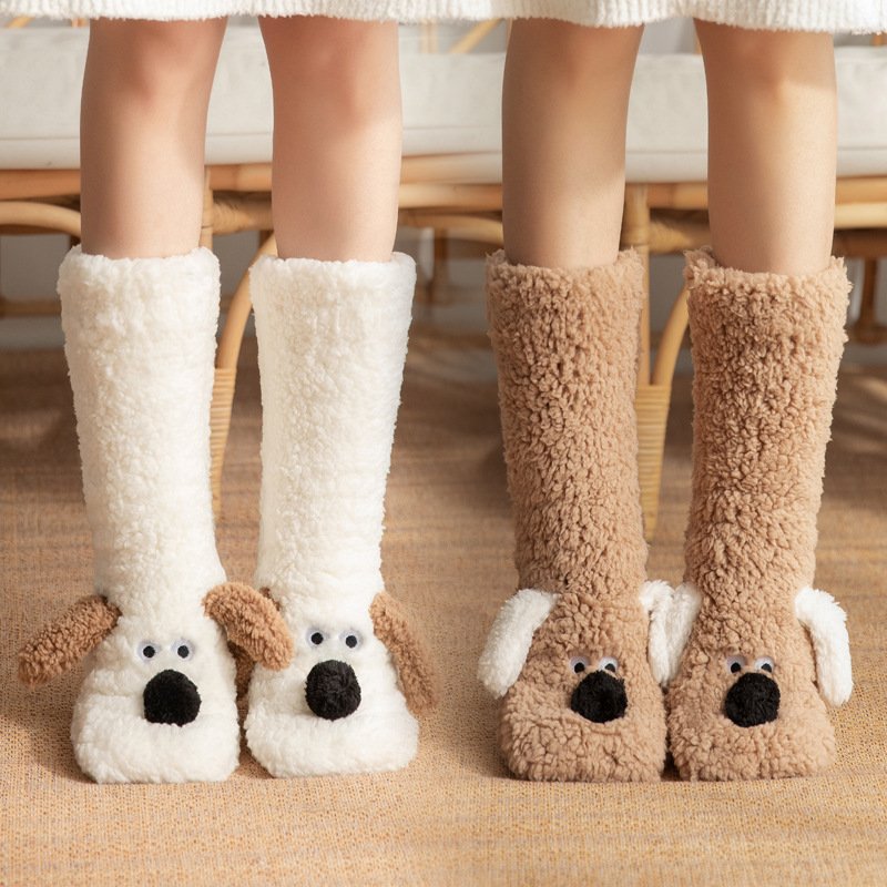 Winter Warm Cartoon Dog Socks for Women