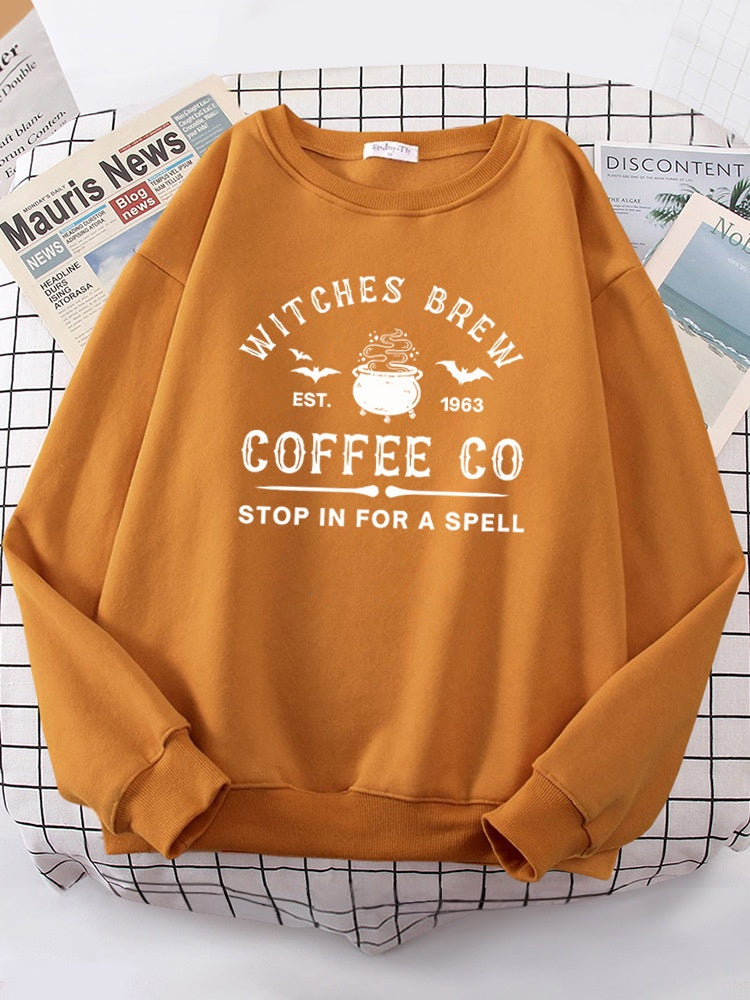 Witches Make Coffee Cute Letter Print Hip Hop Hoodie