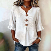 Lace-trimmed Half-sleeve Blouse for Women