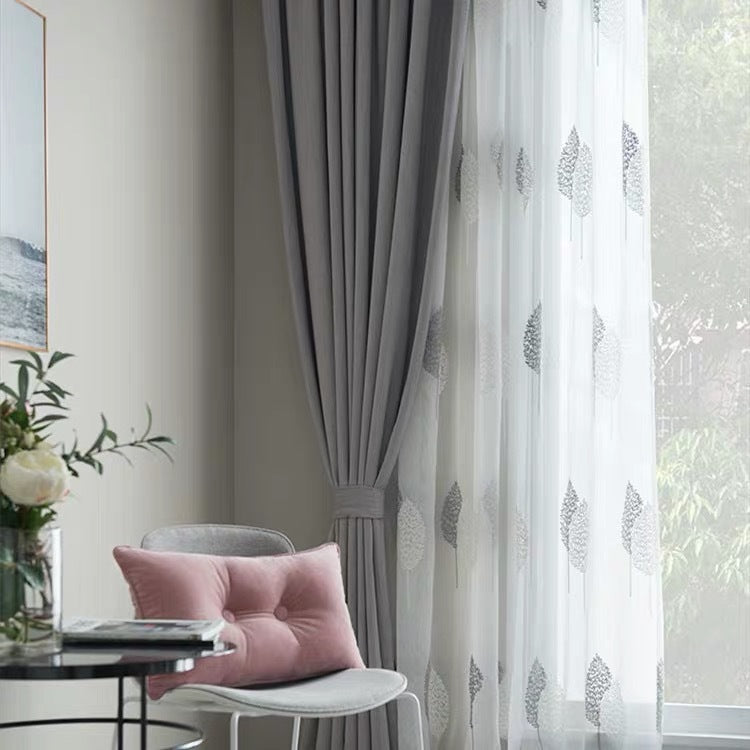 Modern Simple Embroidered Curtain and Window Screen