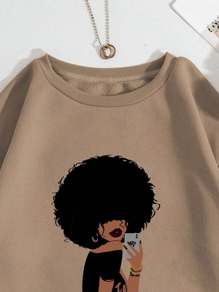 Cozy Fleece-Lined Graphic Sweatshirt for Women