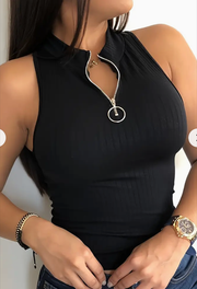 Spring & Summer Zip-Up Tank Top - Breathable, Comfortable, Casual Wear
