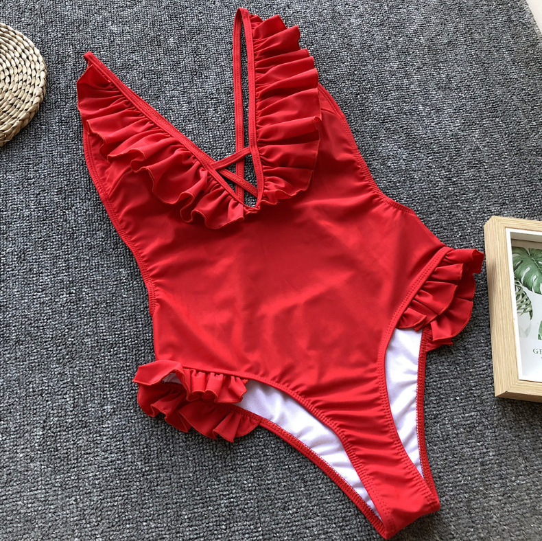 Sexy Backless Ruffled One-Piece Swimsuit