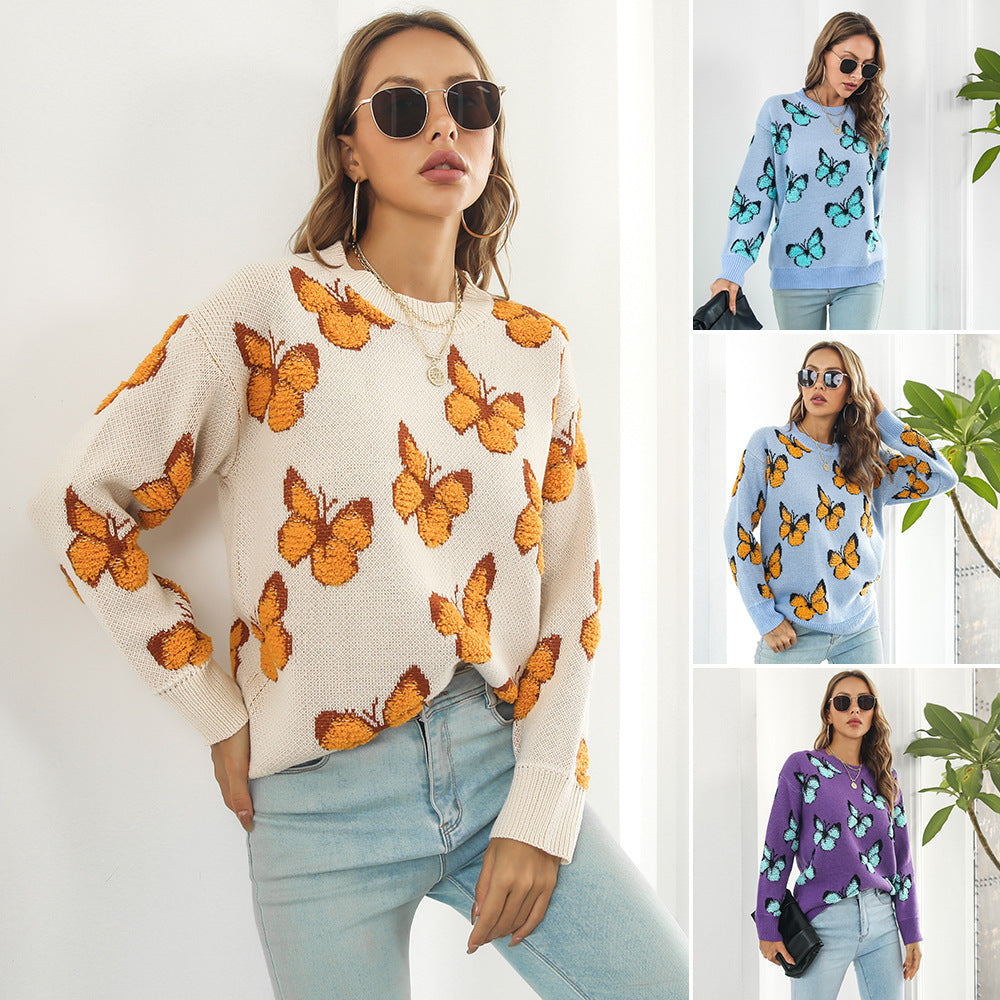 Y2k 3d Butterfly Sweater for Women