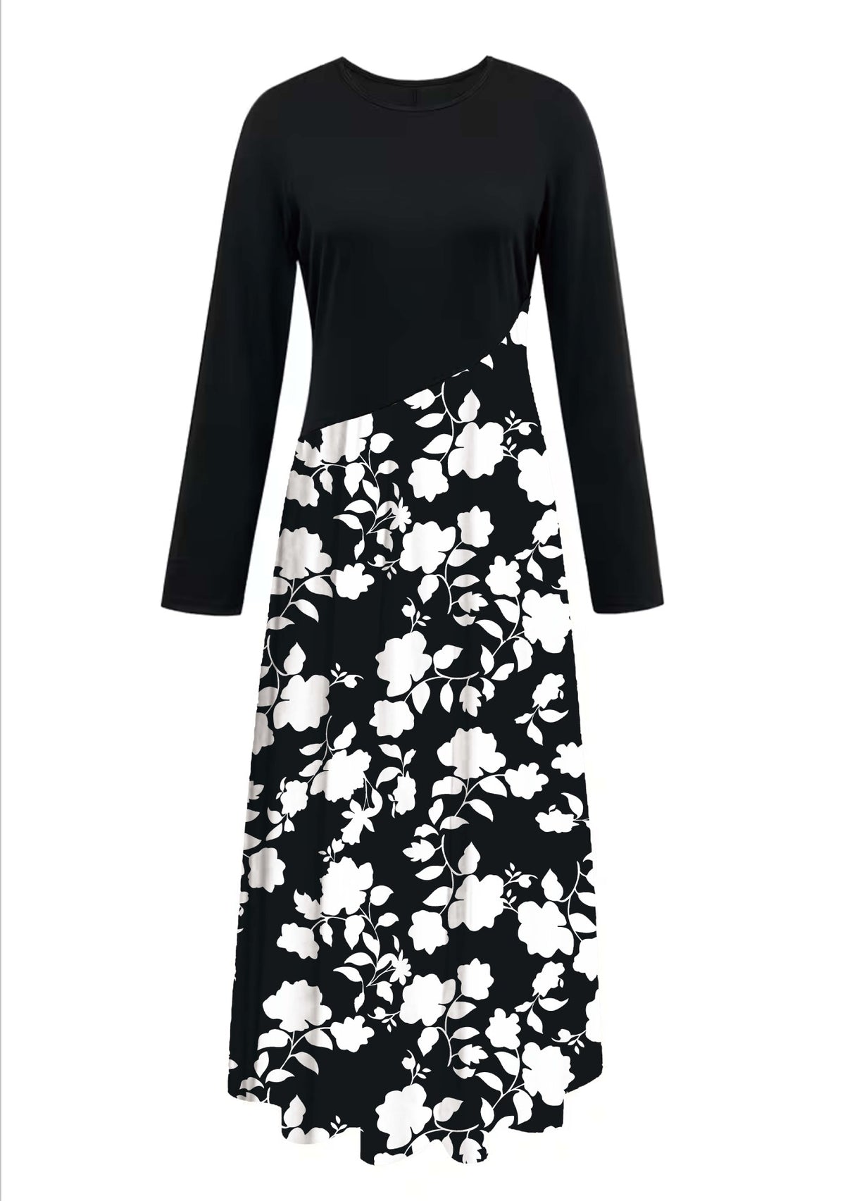 Plus-Size Leopard Print Long Sleeve Fishtail Dress