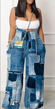 Backless Jumpsuit with Suspender Pants for Women