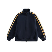 Retro Three-Bar Sports Cardigan Sweater