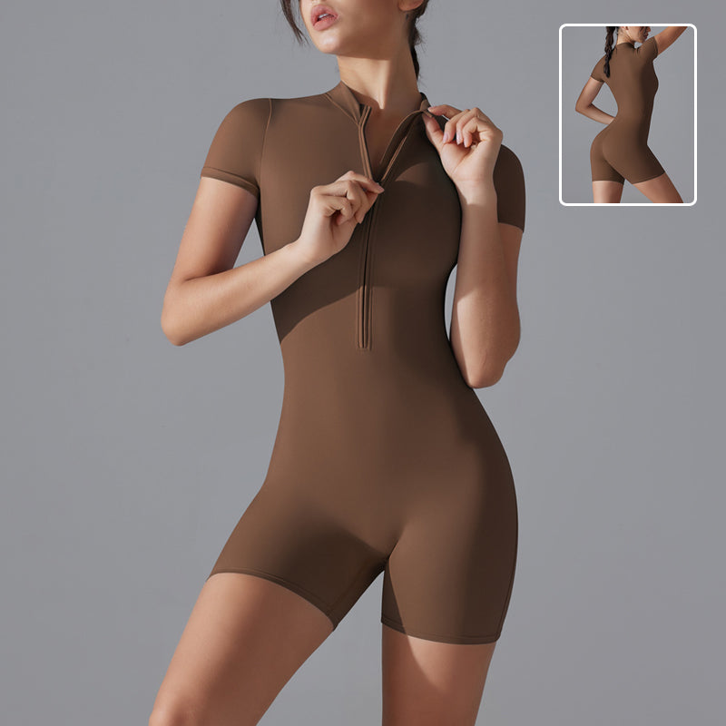 Women's Slimming Fitness Zip Jumpsuit Sports Bodysuit
