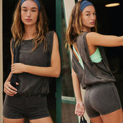 Women's Backless Hollow-Out Sleeveless Jumpsuit Set