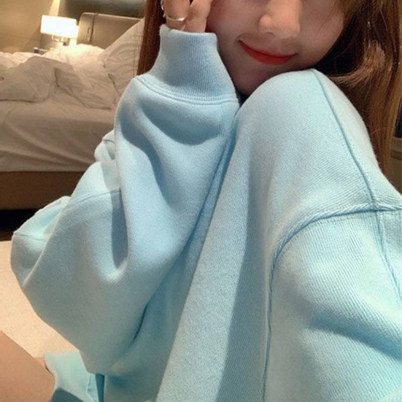 Cozy Oversized Crew Neck Long-Sleeve Pullover Top