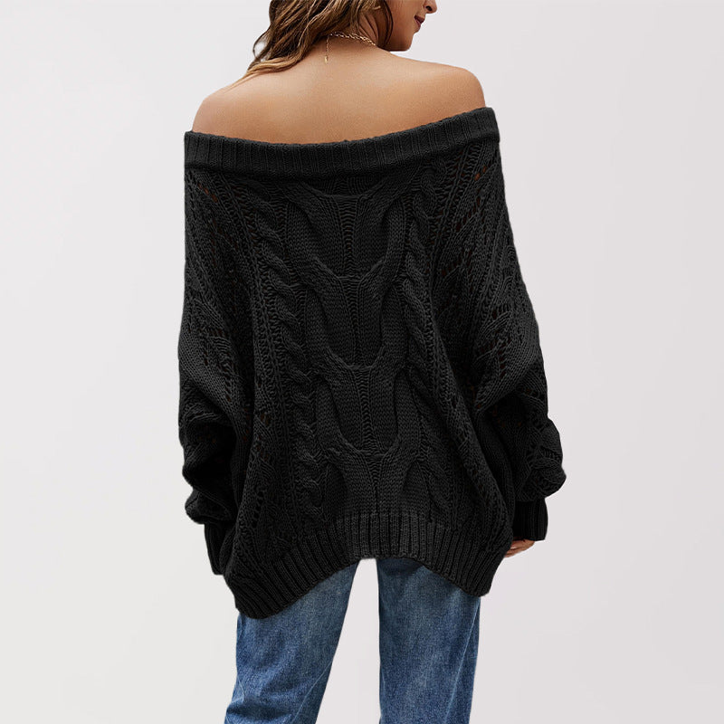 Strapless Plus Size Loose Off Shoulder Solid Color Pullover Sweater