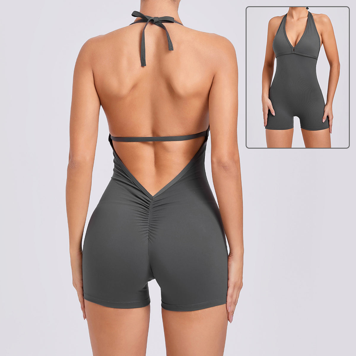 Halter Neck Fitness Jumpsuit with High Elasticity