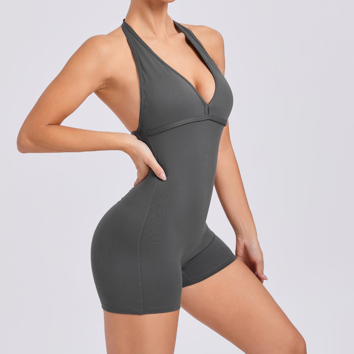 Halter Neck Fitness Jumpsuit with High Elasticity