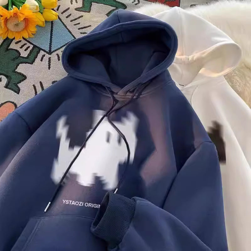 Oversized Retro Couple Pullover Hoodie