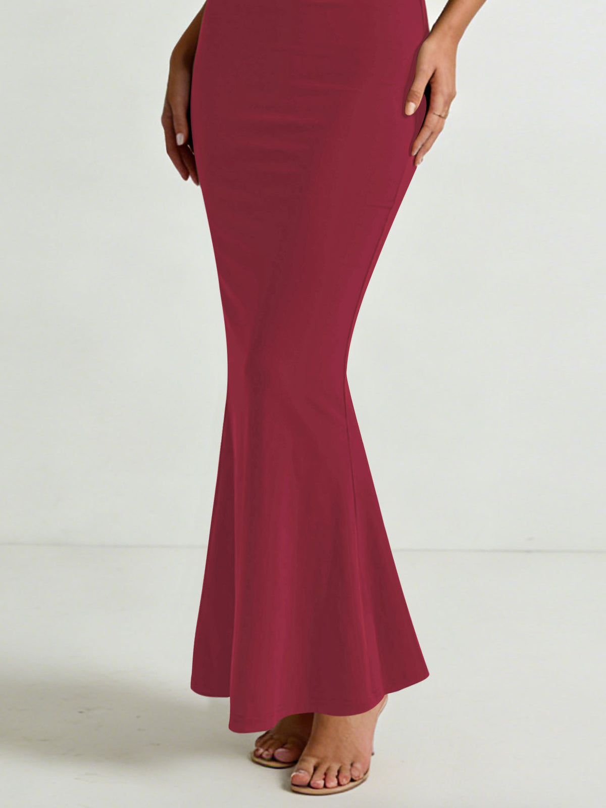 Women's Solid Color Spaghetti Strap Square Neck Bodycon Maxi Dress, Elegant Sleeveless Mermaid Evening Dress Summer Dress for Women